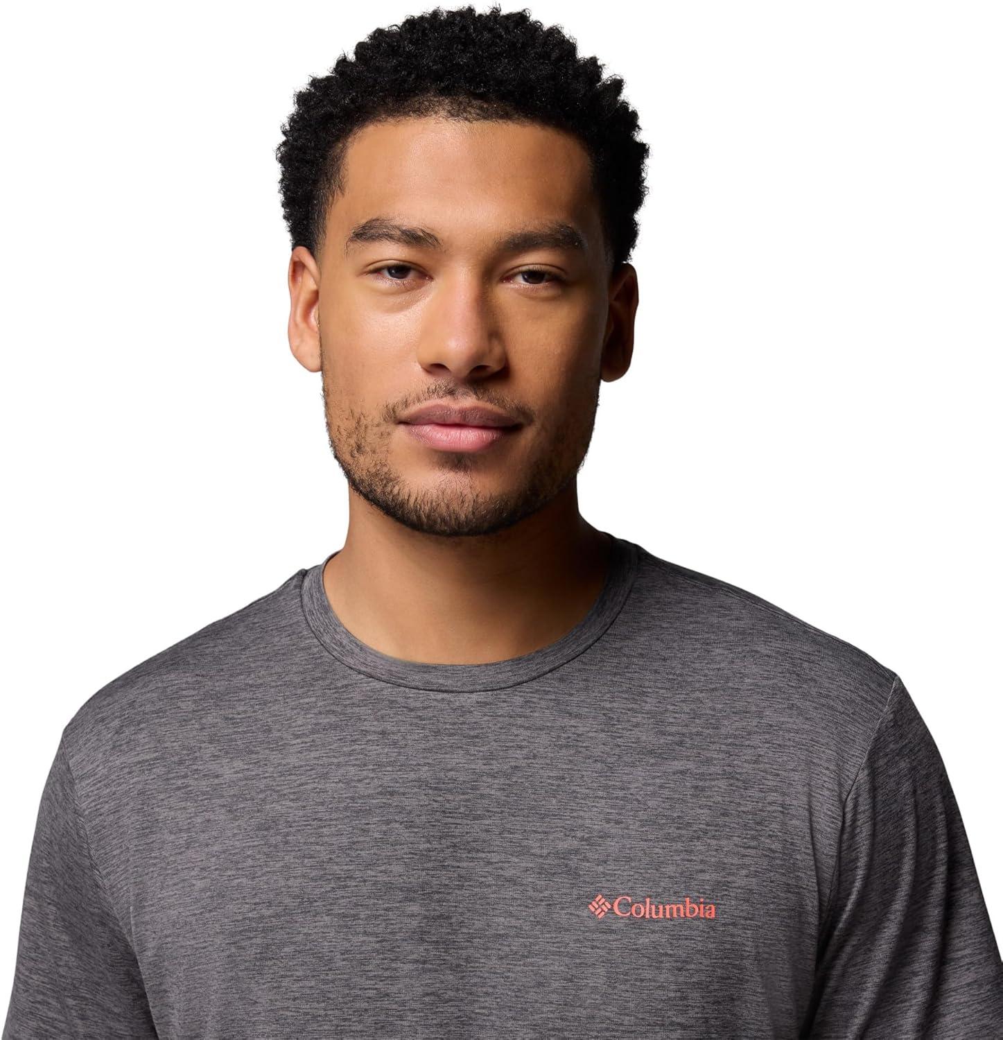 imageColumbia Mens Kwick Hike Back Graphic Short Sleeve TeeBlack HeatherLinescape