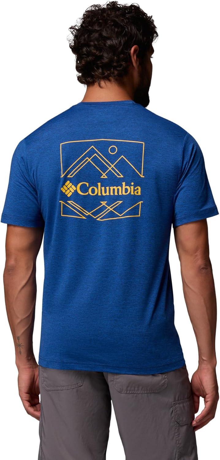 imageColumbia Mens Kwick Hike Back Graphic Short Sleeve TeeCollegiate Navy HeatherLinescape