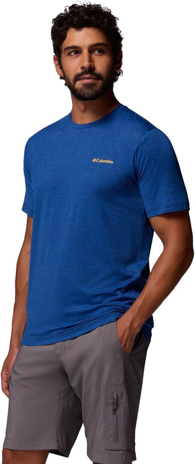imageColumbia Mens Kwick Hike Back Graphic Short Sleeve TeeCollegiate Navy HeatherLinescape