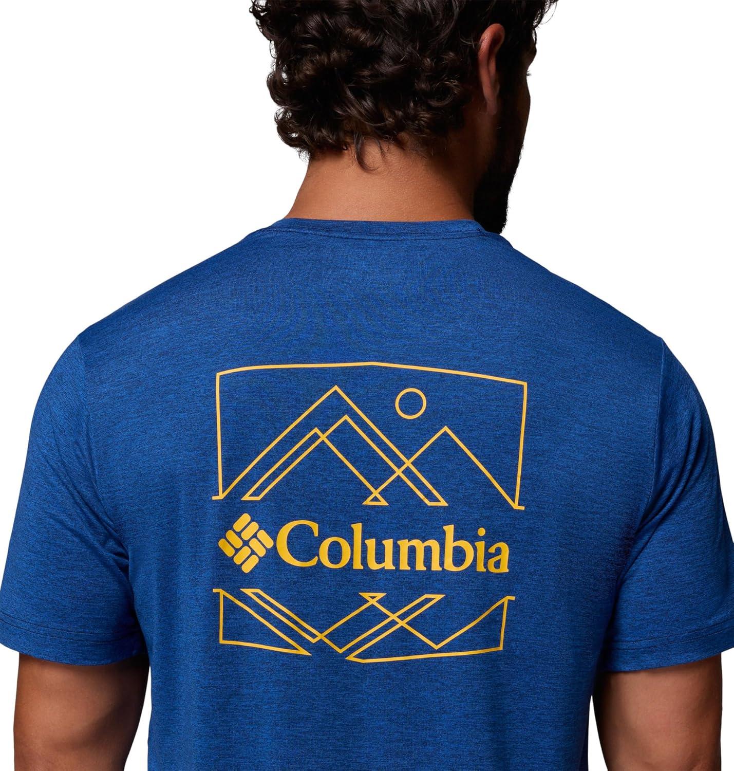 imageColumbia Mens Kwick Hike Back Graphic Short Sleeve TeeCollegiate Navy HeatherLinescape