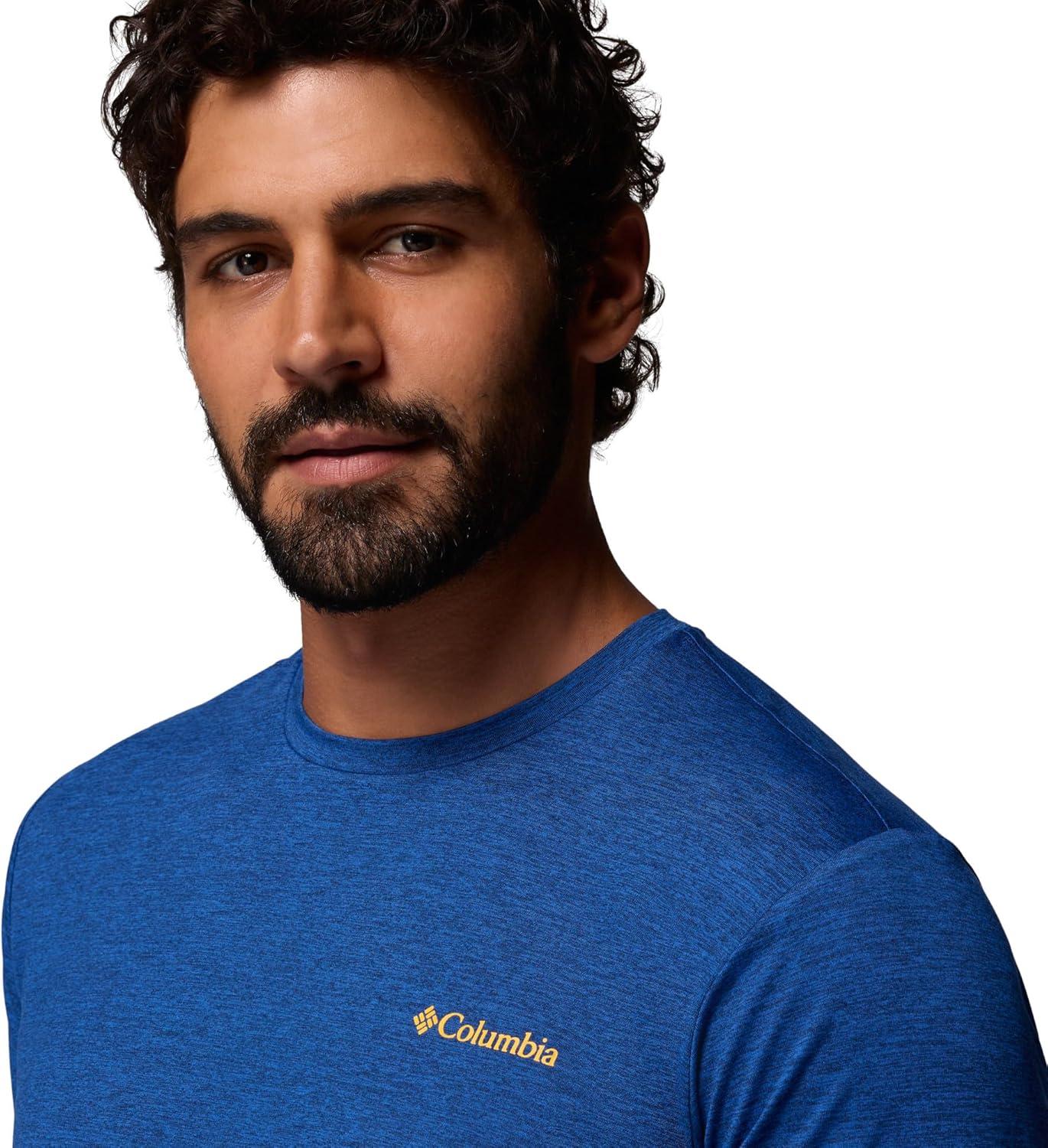 imageColumbia Mens Kwick Hike Back Graphic Short Sleeve TeeCollegiate Navy HeatherLinescape