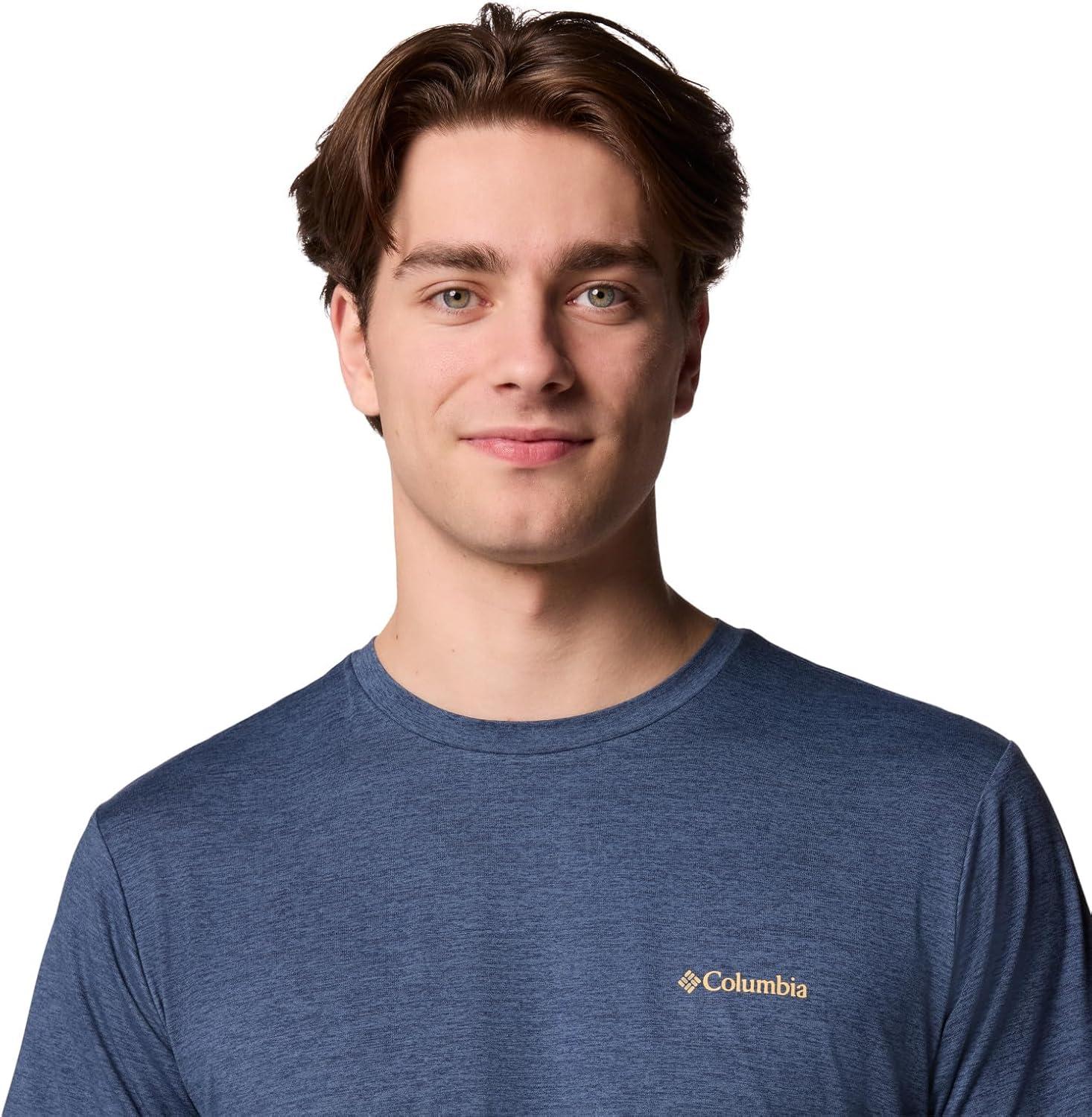 imageColumbia Mens Kwick Hike Back Graphic Short Sleeve TeeCollegiate Navy HeatherPlanet Watch