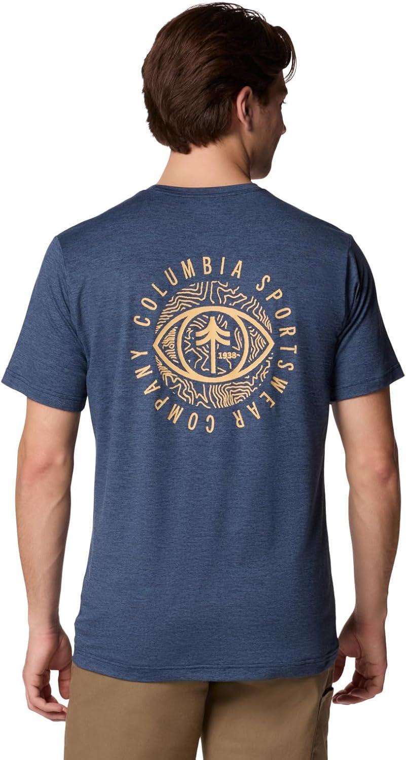 imageColumbia Mens Kwick Hike Back Graphic Short Sleeve TeeCollegiate Navy HeatherPlanet Watch
