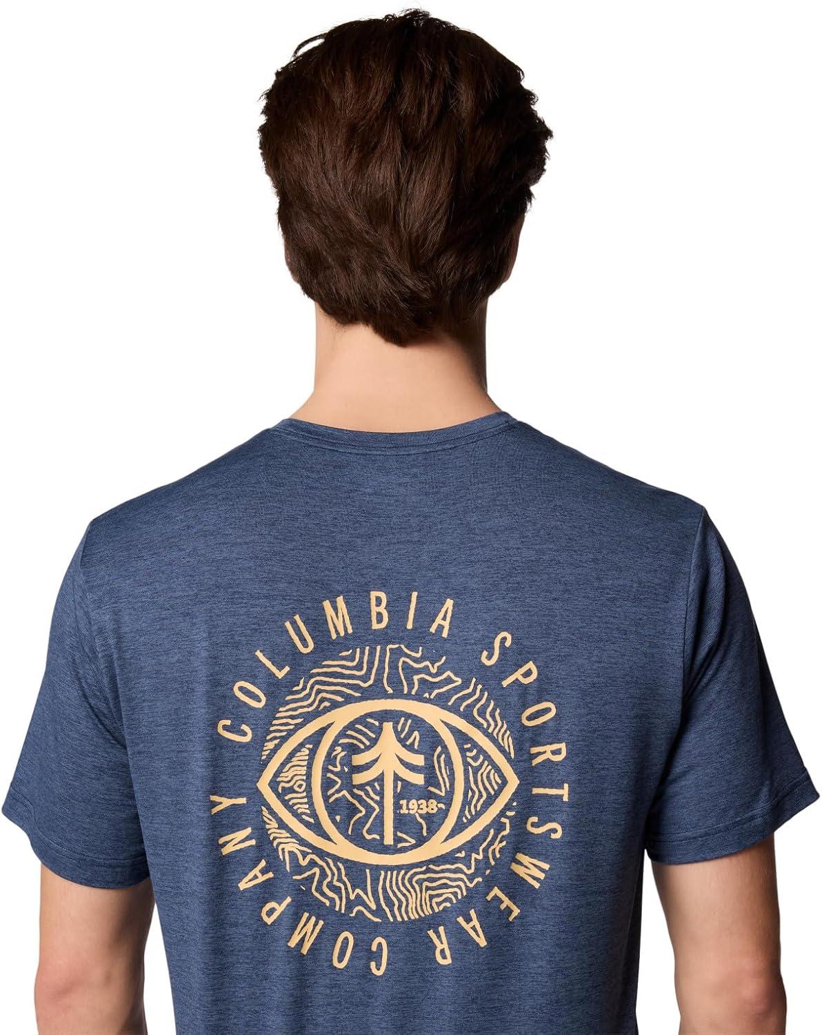 imageColumbia Mens Kwick Hike Back Graphic Short Sleeve TeeCollegiate Navy HeatherPlanet Watch