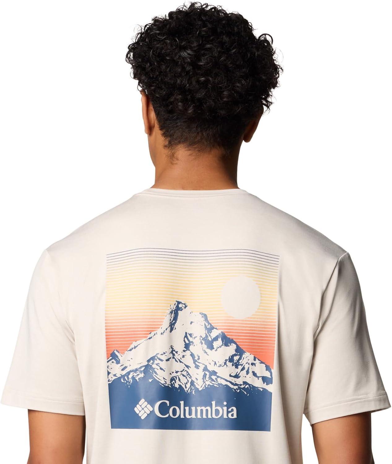 imageColumbia Mens Kwick Hike Back Graphic Short Sleeve TeeDark Stone HeatherLinear View Multi