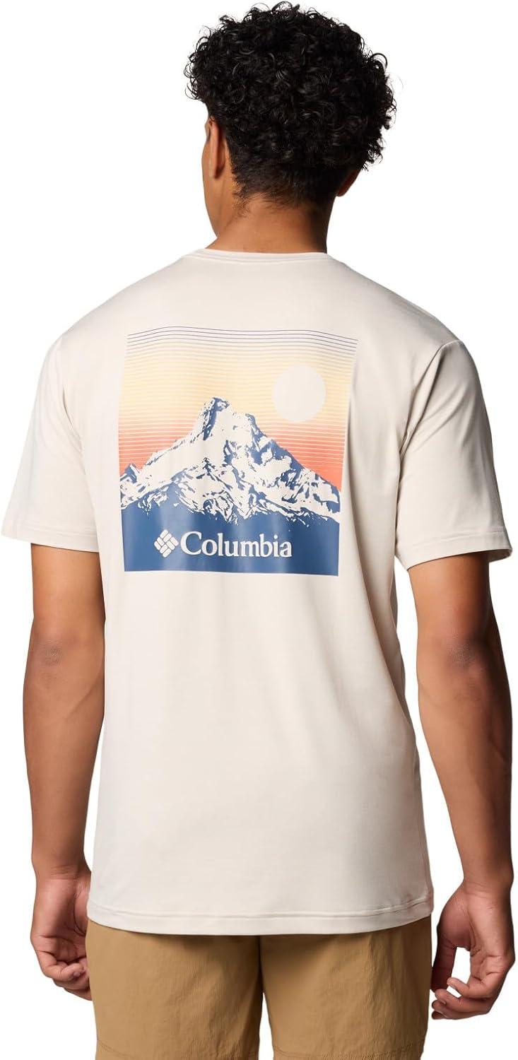 imageColumbia Mens Kwick Hike Back Graphic Short Sleeve TeeDark Stone HeatherLinear View Multi