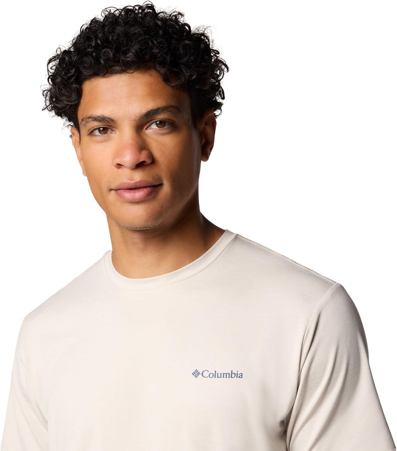imageColumbia Mens Kwick Hike Back Graphic Short Sleeve TeeDark Stone HeatherLinear View Multi