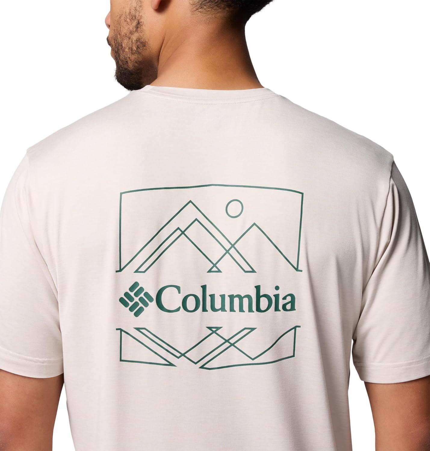 imageColumbia Mens Kwick Hike Back Graphic Short Sleeve TeeDark Stone HeatherLinescape