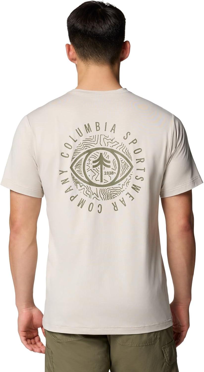 imageColumbia Mens Kwick Hike Back Graphic Short Sleeve TeeDark Stone HeatherPlanet Watch