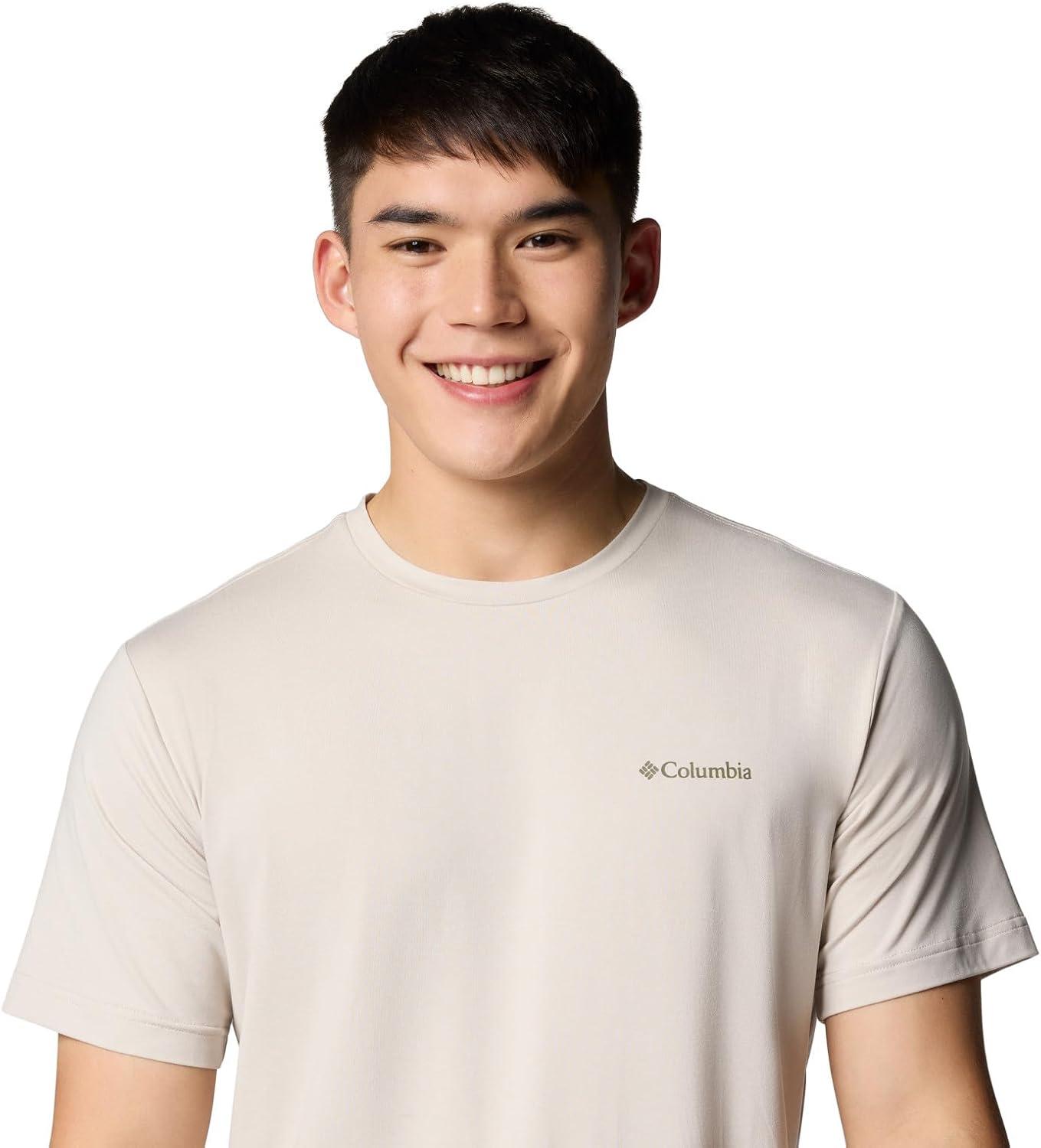 imageColumbia Mens Kwick Hike Back Graphic Short Sleeve TeeDark Stone HeatherPlanet Watch