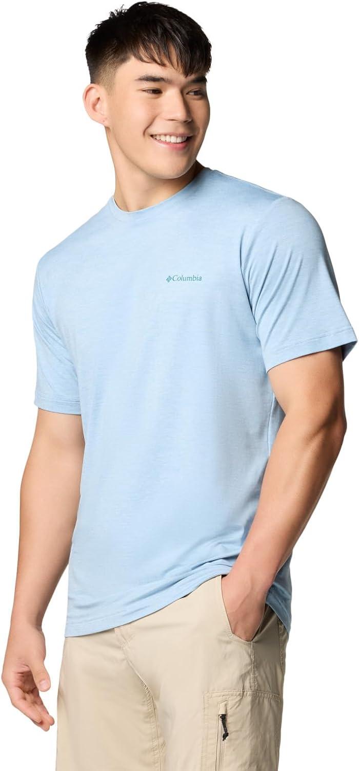 imageColumbia Mens Kwick Hike Back Graphic Short Sleeve TeeRipple Blue HeatherLinear View Multi