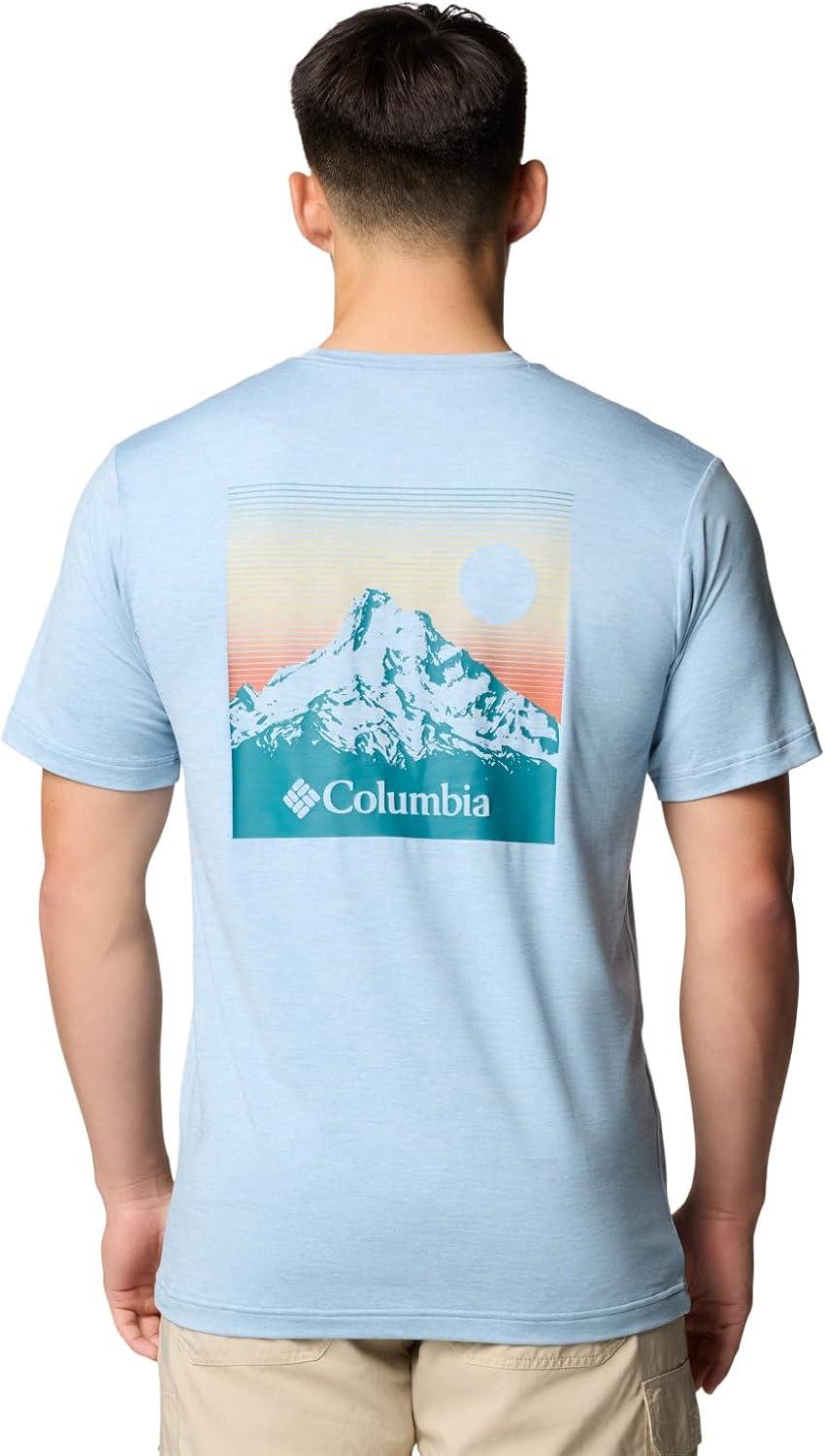 imageColumbia Mens Kwick Hike Back Graphic Short Sleeve TeeRipple Blue HeatherLinear View Multi