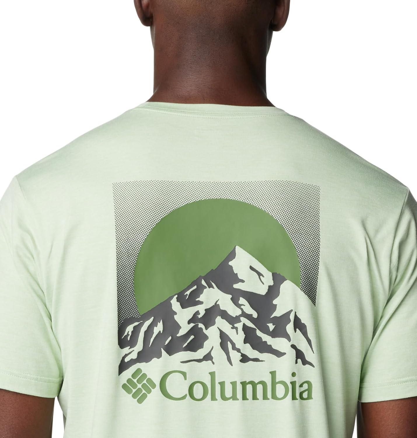 imageColumbia Mens Kwick Hike Back Graphic Short Sleeve TeeSage Leaf HeatherMoonscape