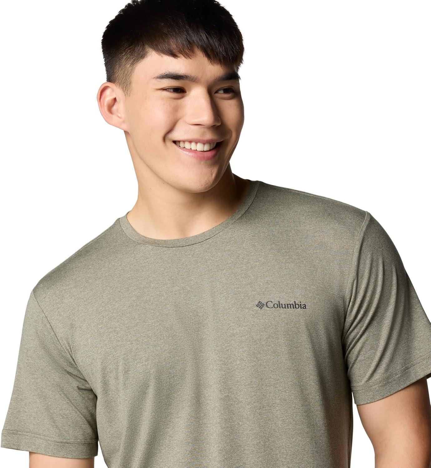 imageColumbia Mens Kwick Hike Back Graphic Short Sleeve TeeStone Green HeatherLinear View Multi