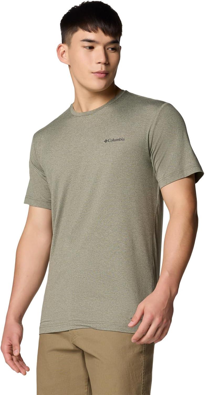 imageColumbia Mens Kwick Hike Back Graphic Short Sleeve TeeStone Green HeatherLinear View Multi