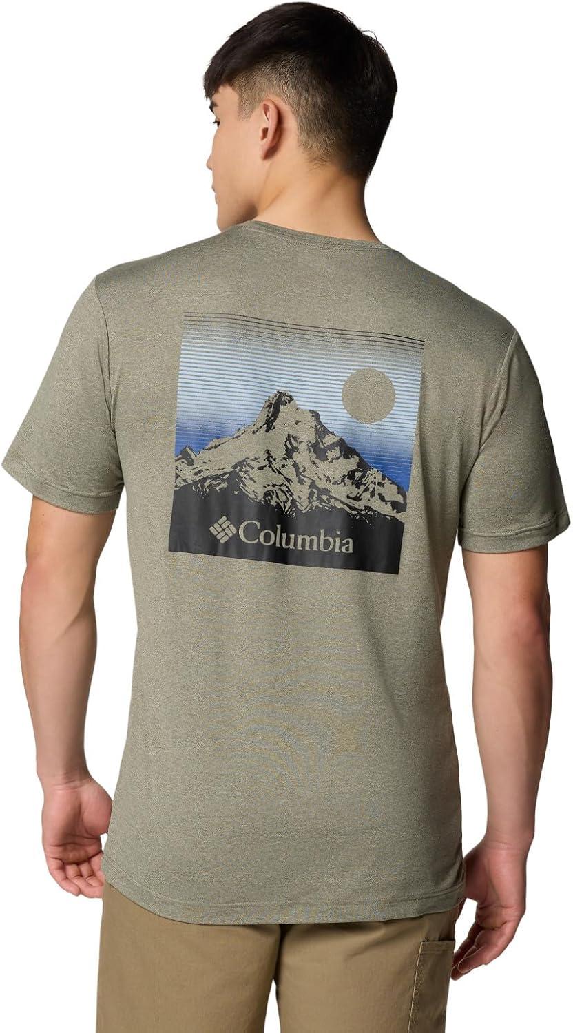 imageColumbia Mens Kwick Hike Back Graphic Short Sleeve TeeStone Green HeatherLinear View Multi