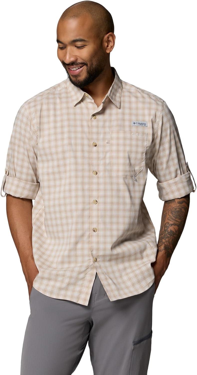 imageColumbia Mens PFG Harbor Peak Long Sleeve ShirtDark Stone Driftnet Plaid