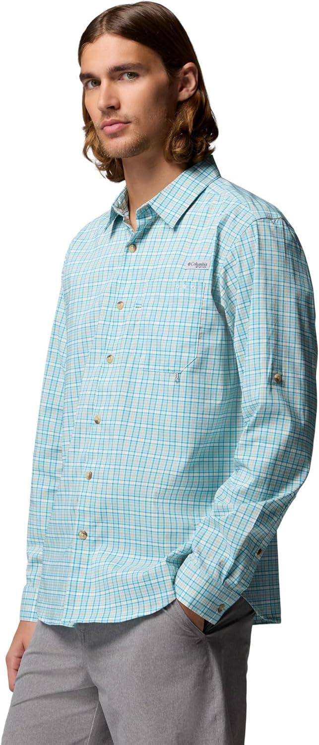 imageColumbia Mens PFG Harbor Peak Long Sleeve ShirtMarine Light Offshore Tartan