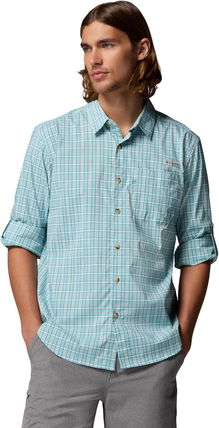 imageColumbia Mens PFG Harbor Peak Long Sleeve ShirtMarine Light Offshore Tartan