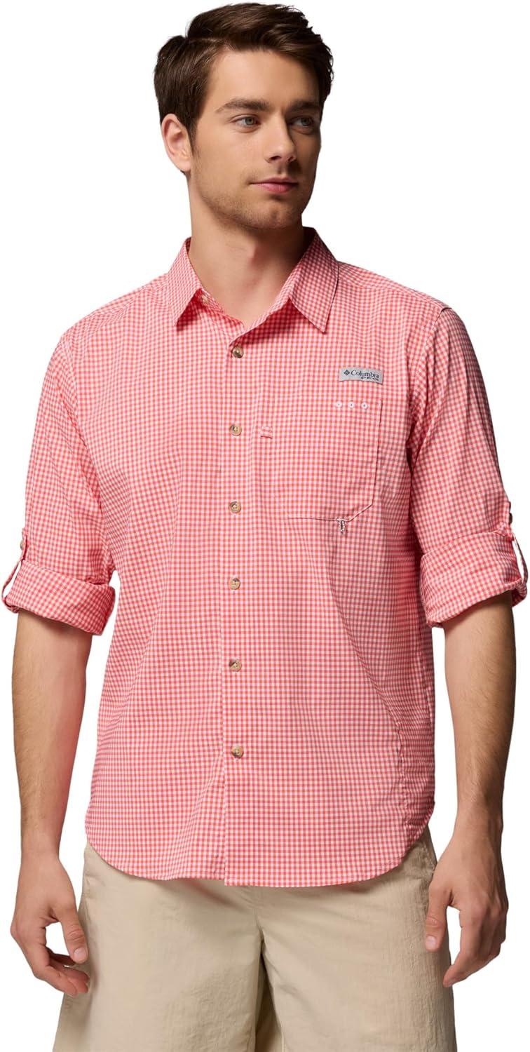 imageColumbia Mens PFG Harbor Peak Long Sleeve ShirtMelonade Micro Gingham