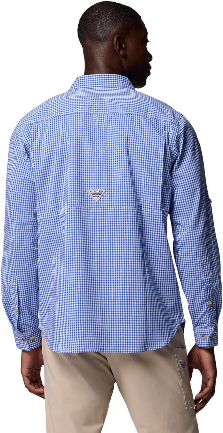 imageColumbia Mens PFG Harbor Peak Long Sleeve ShirtVivid Blue Micro Gingham