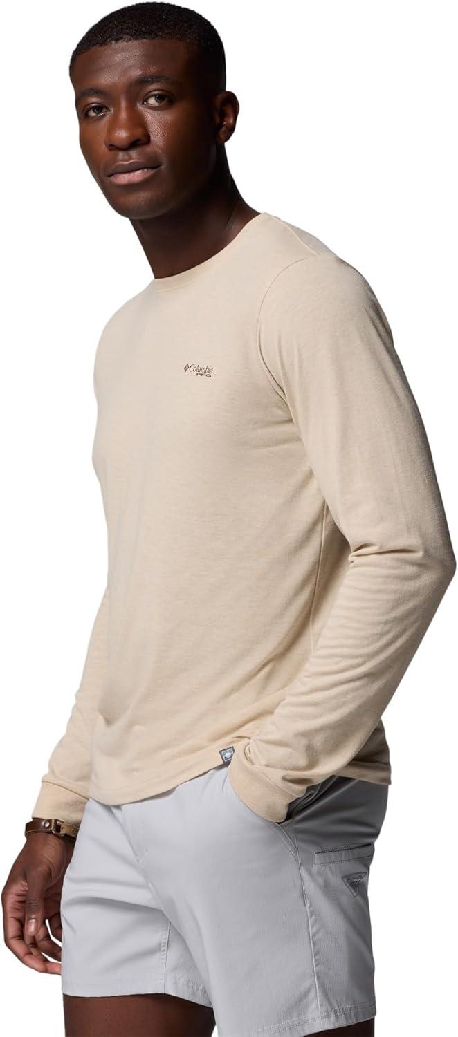 imageColumbia Mens PFG Uncharted Graphic Tee Long SleeveAncient Fossil HeatherRedfish Swamplands