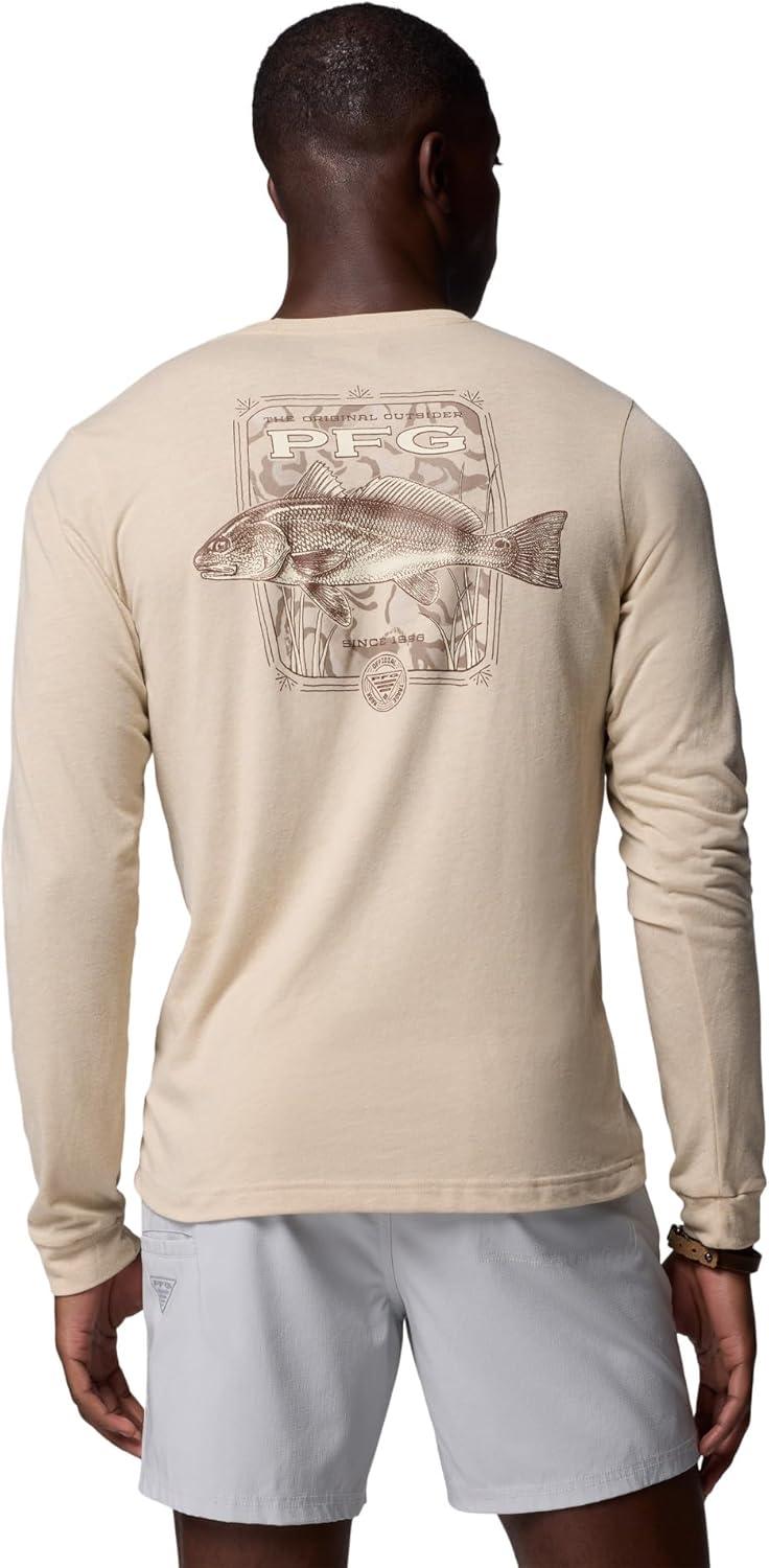 imageColumbia Mens PFG Uncharted Graphic Tee Long SleeveAncient Fossil HeatherRedfish Swamplands