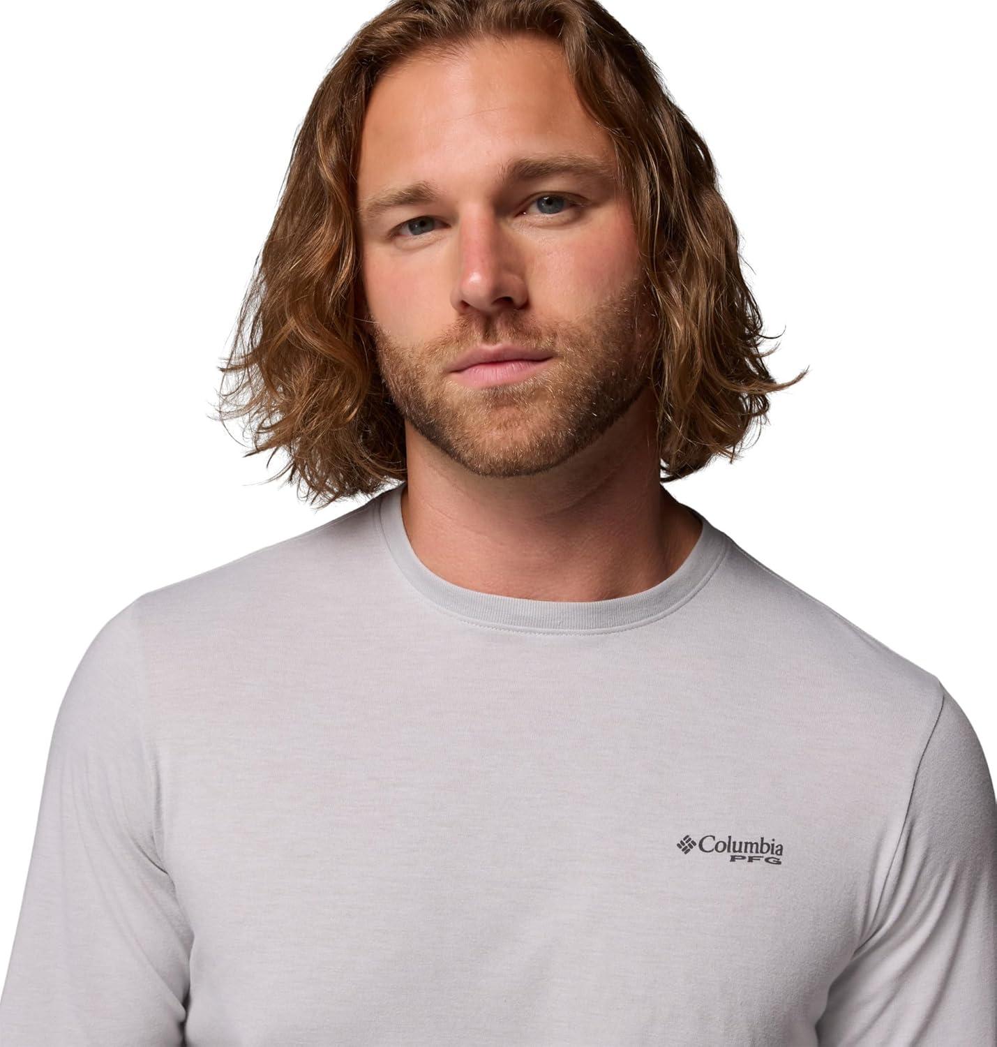 imageColumbia Mens PFG Uncharted Graphic Tee Long SleeveCool Grey HeatherRedfish Swamplands