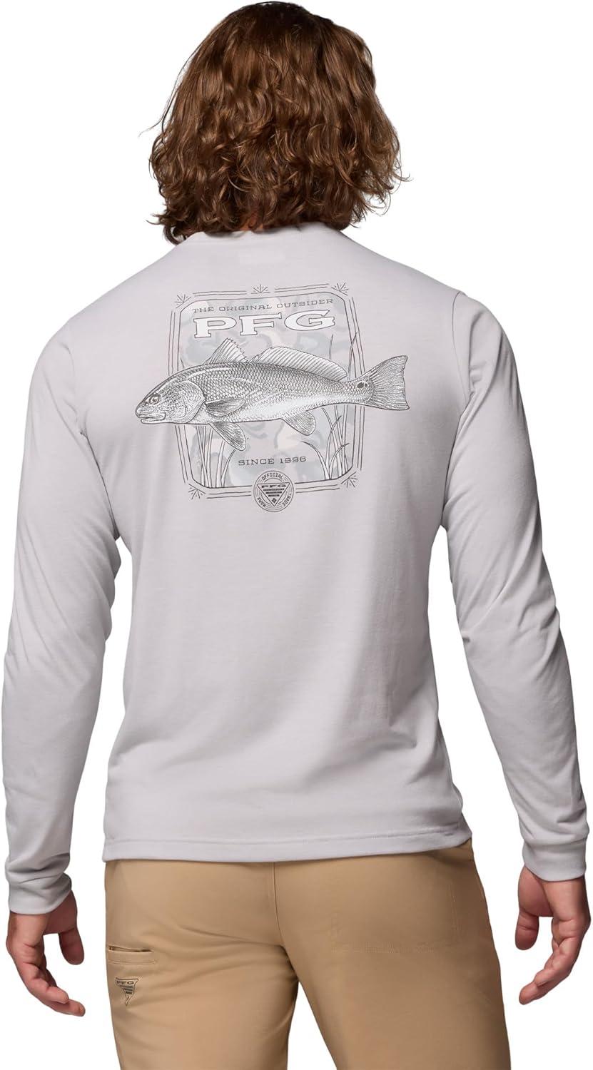imageColumbia Mens PFG Uncharted Graphic Tee Long SleeveCool Grey HeatherRedfish Swamplands