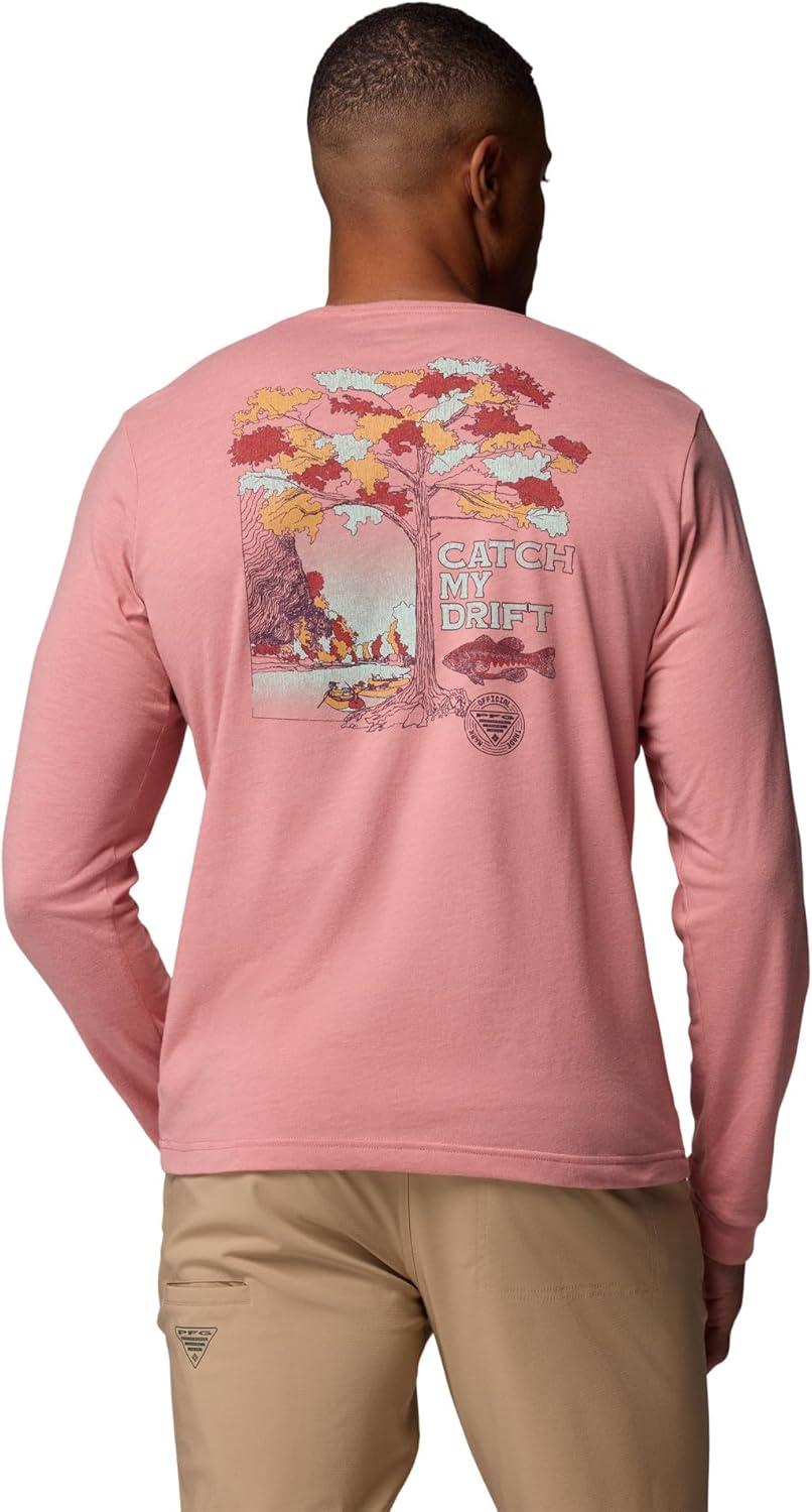 imageColumbia Mens PFG Uncharted Graphic Tee Long SleeveRosewood HeatherGuadalupe Drift