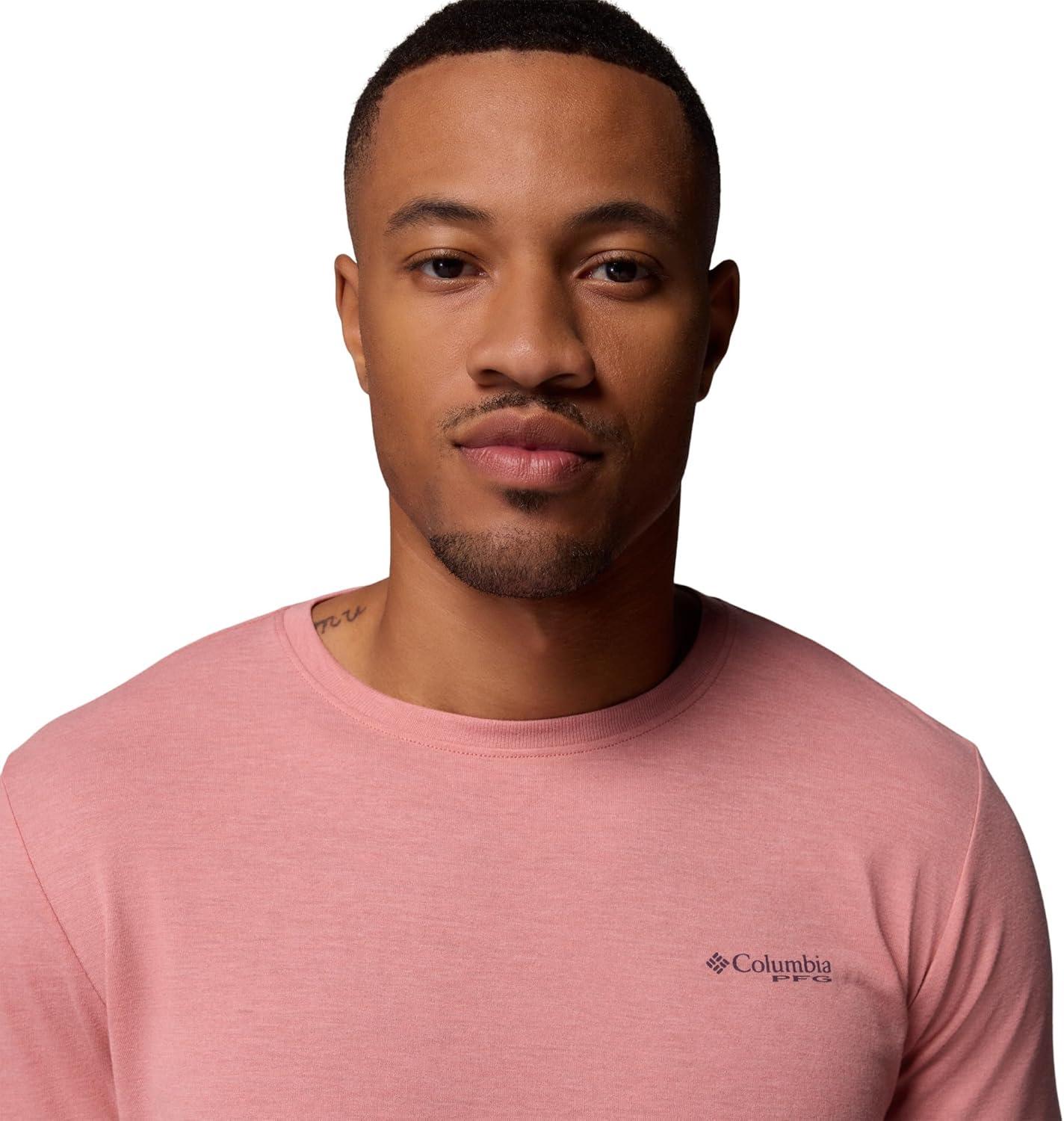 imageColumbia Mens PFG Uncharted Graphic Tee Long SleeveRosewood HeatherGuadalupe Drift