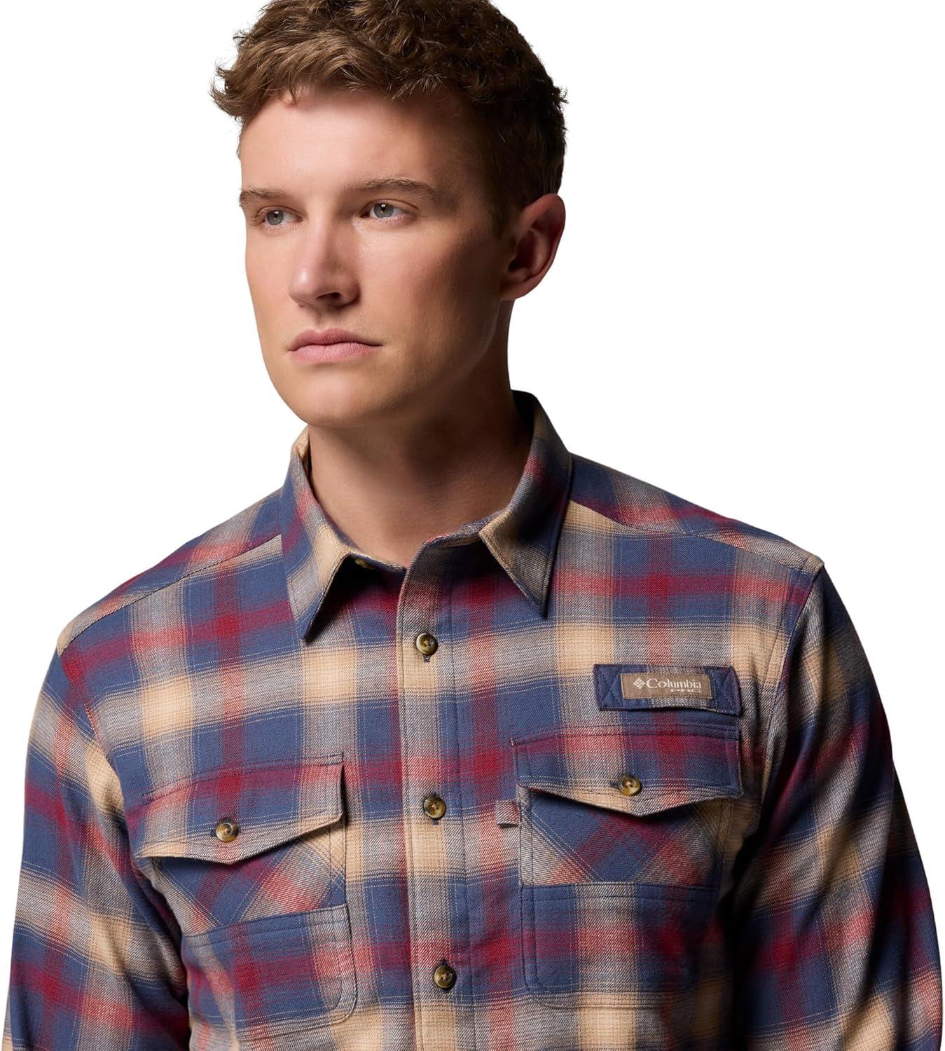 imageColumbia Mens Roughtail Stretch Flannel Long SleeveNocturnal Tracking Check