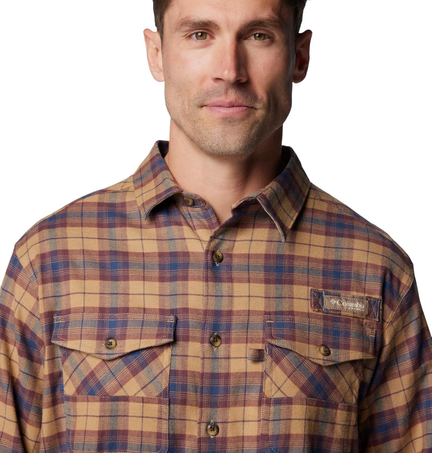 imageColumbia Mens Roughtail Stretch Flannel Long SleeveSahara Ombre Tartan