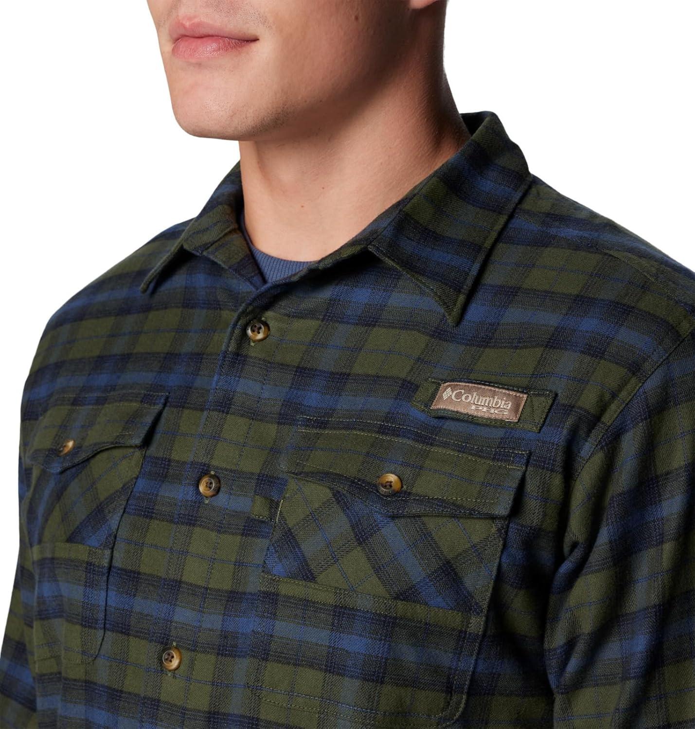 imageColumbia Mens Roughtail Stretch Flannel Long SleeveSurplus Green Ombre Tartan