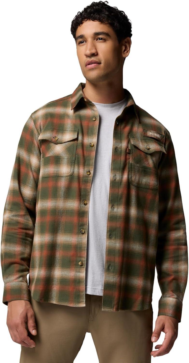 imageColumbia Mens Roughtail Stretch Flannel Long SleeveSurplus Green Tracking Check