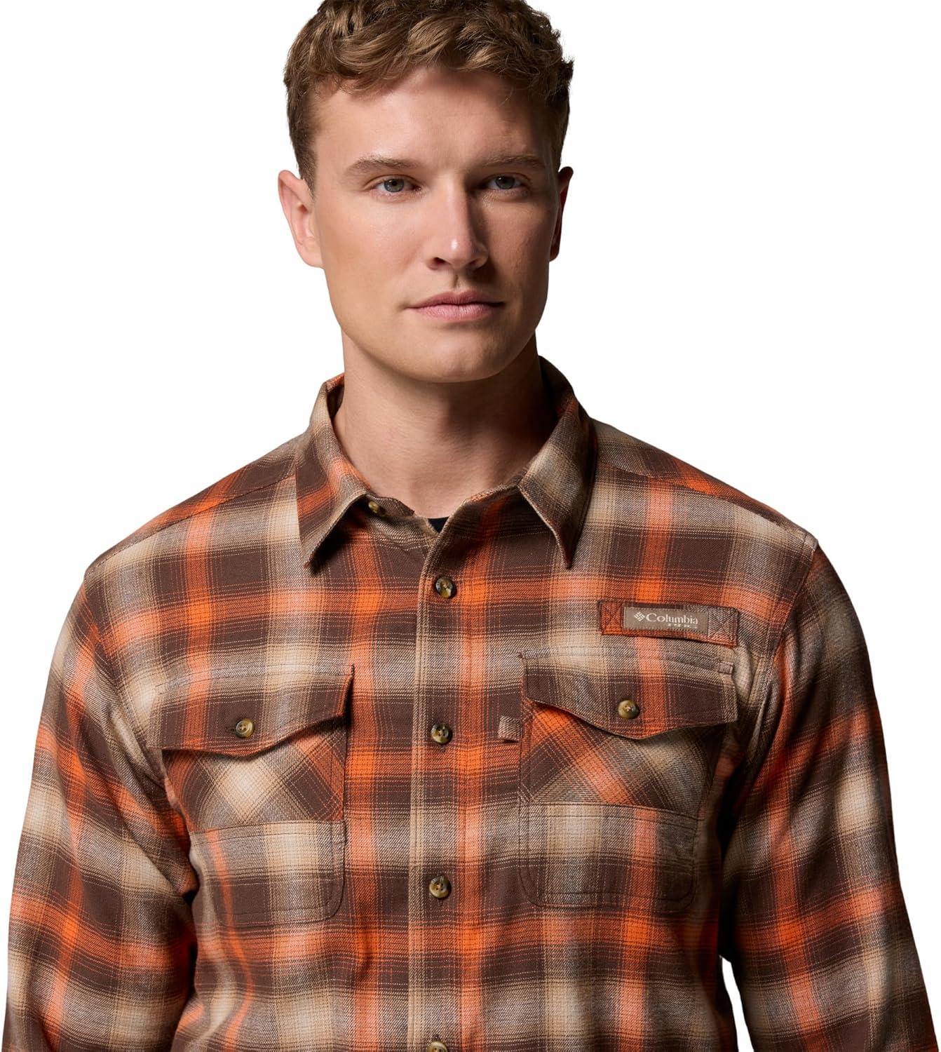imageColumbia Mens Roughtail Stretch Flannel Long SleeveTobacco Tracking Check