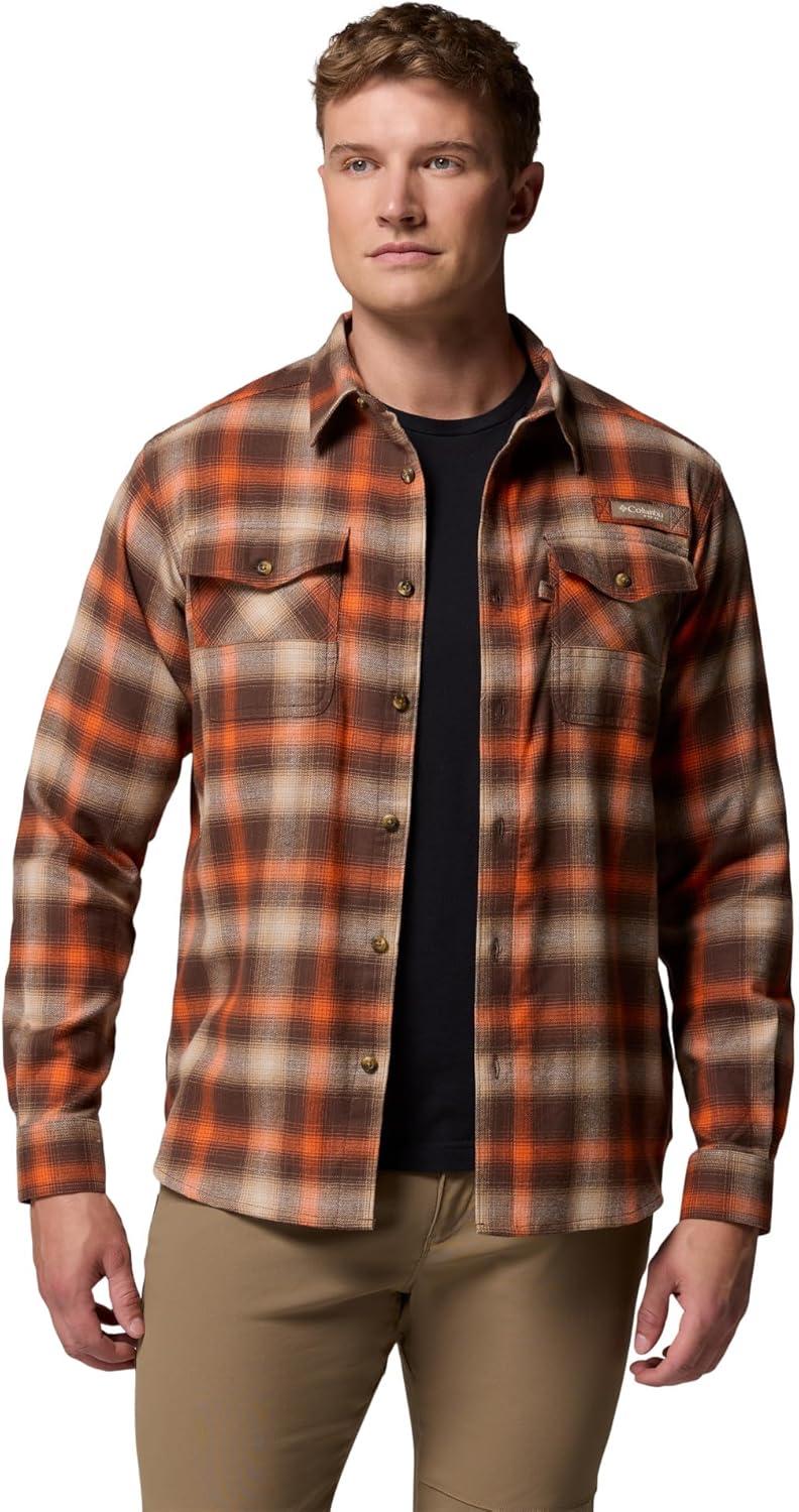 imageColumbia Mens Roughtail Stretch Flannel Long SleeveTobacco Tracking Check