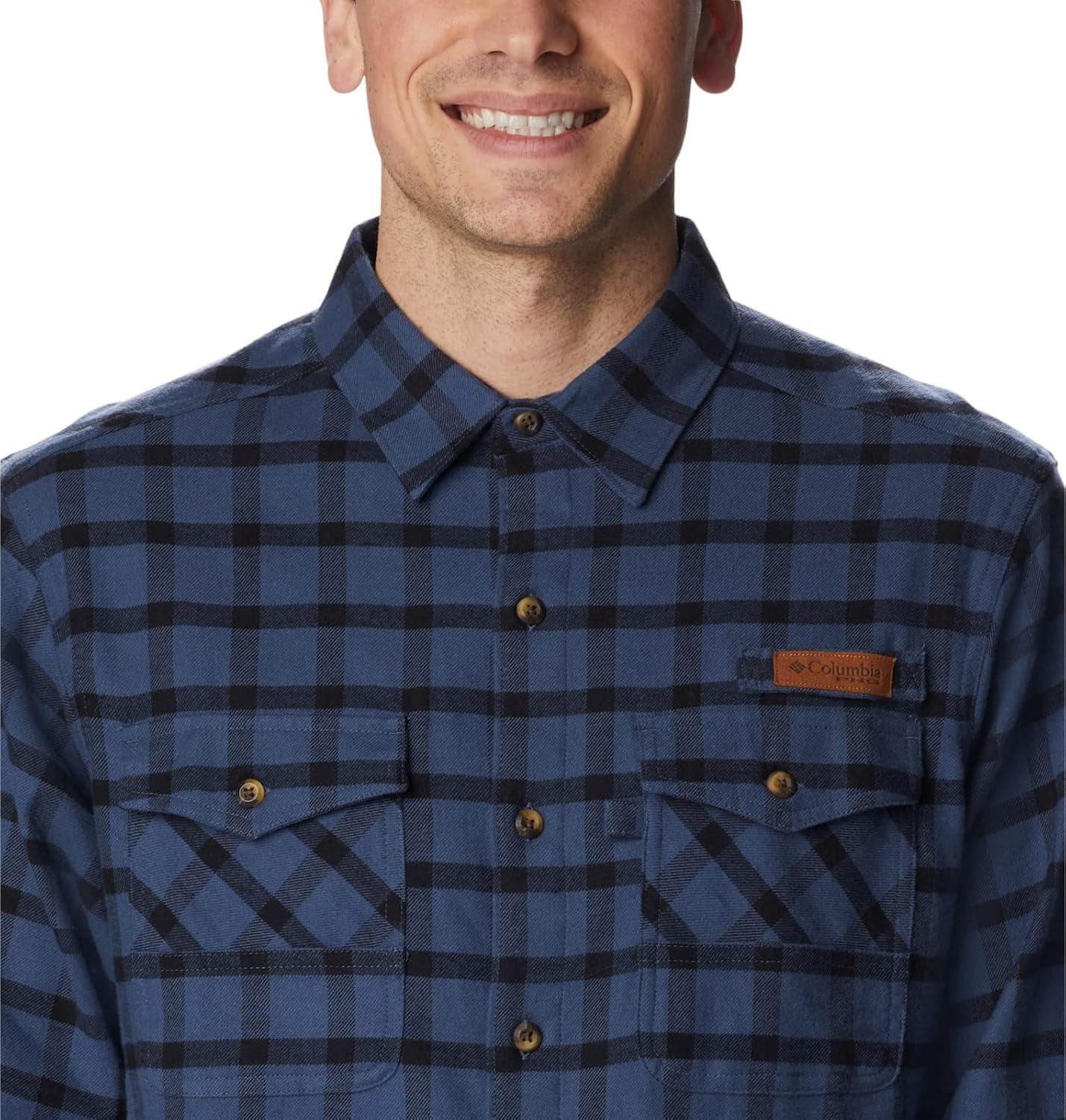 imageColumbia Mens Roughtail Stretch Flannel Long SleeveZinc Duck Blind Gingham