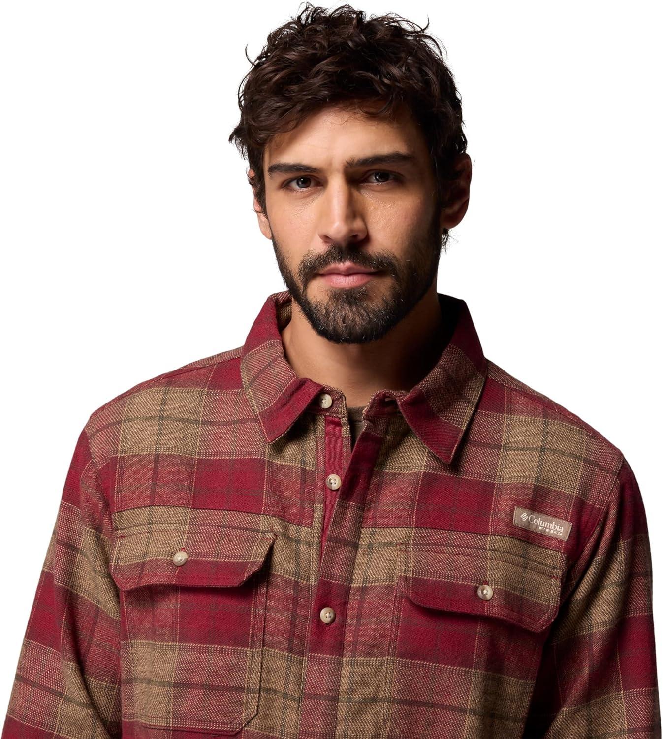 imageColumbia Mens Saddle Point Warm Lined FlannelRed Jasper Iron Sight Buffalo