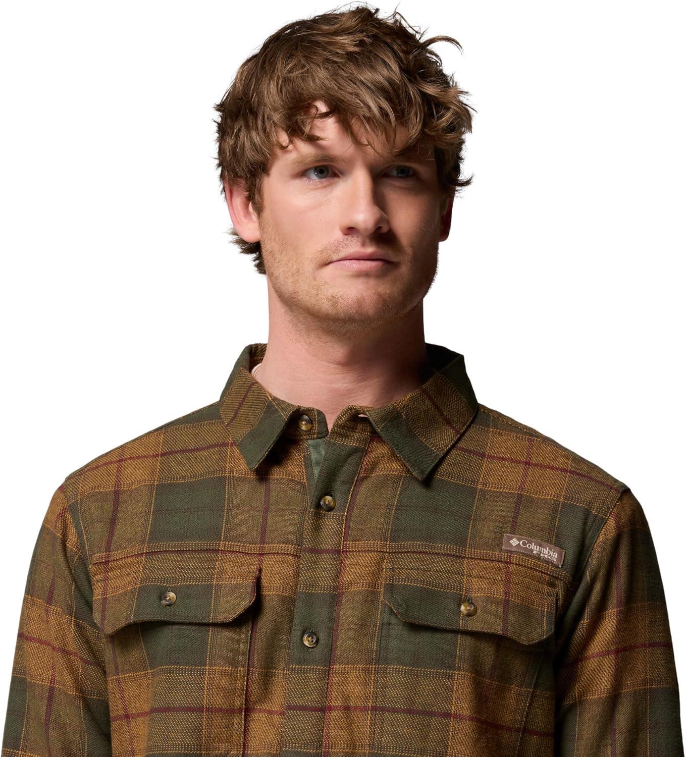 imageColumbia Mens Saddle Point Warm Lined FlannelSurplus Green Iron Sight Buffalo