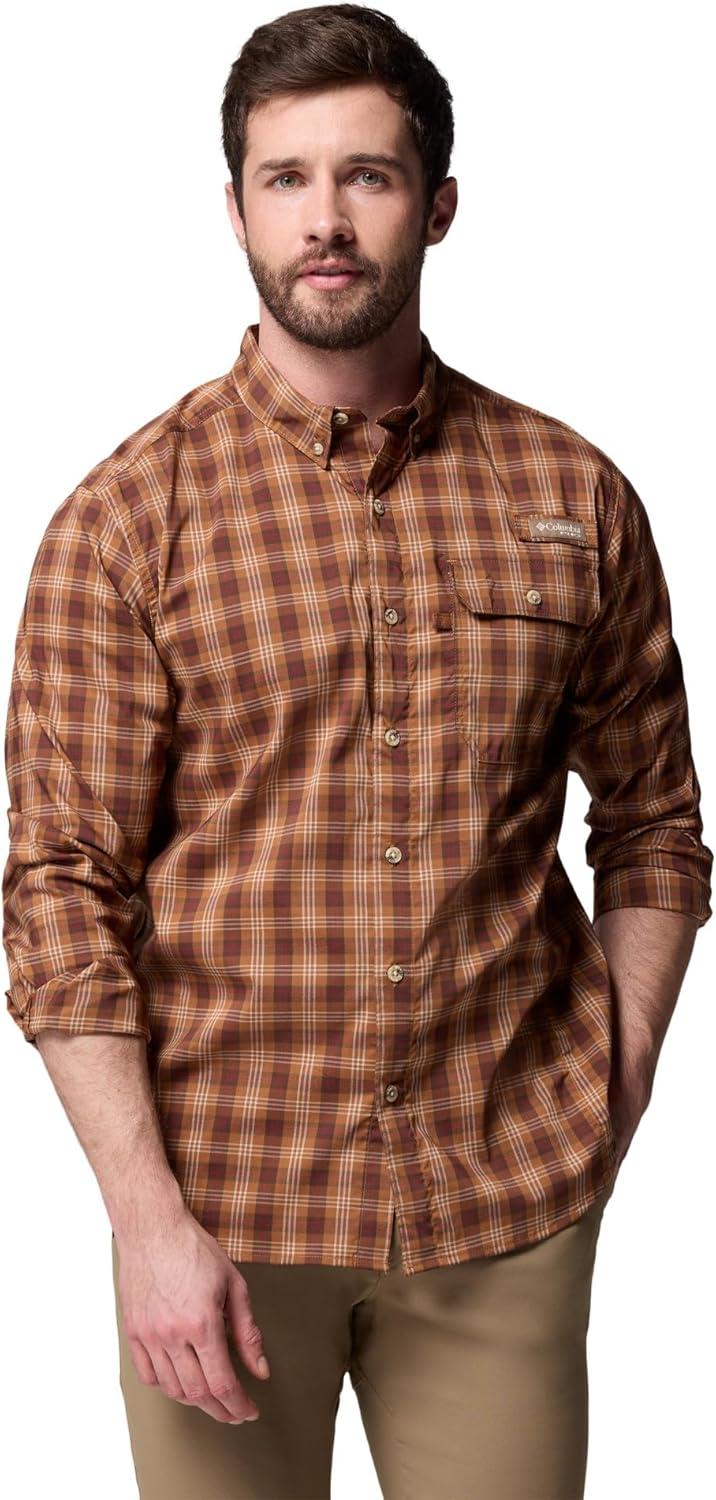 imageColumbia Mens Sharptail Long Sleeve Yarn Dye ShirtCamel Brown Triple Check