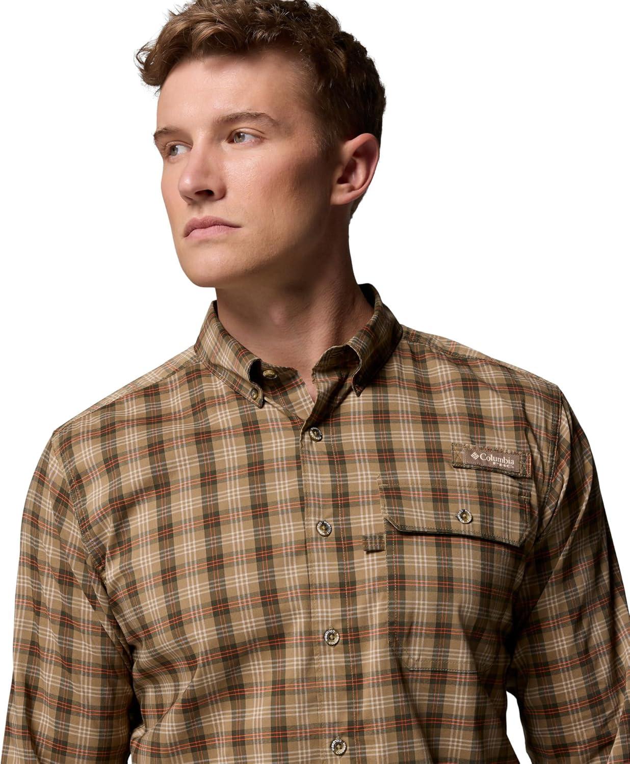 imageColumbia Mens Sharptail Long Sleeve Yarn Dye ShirtSurplus Green Triple Check