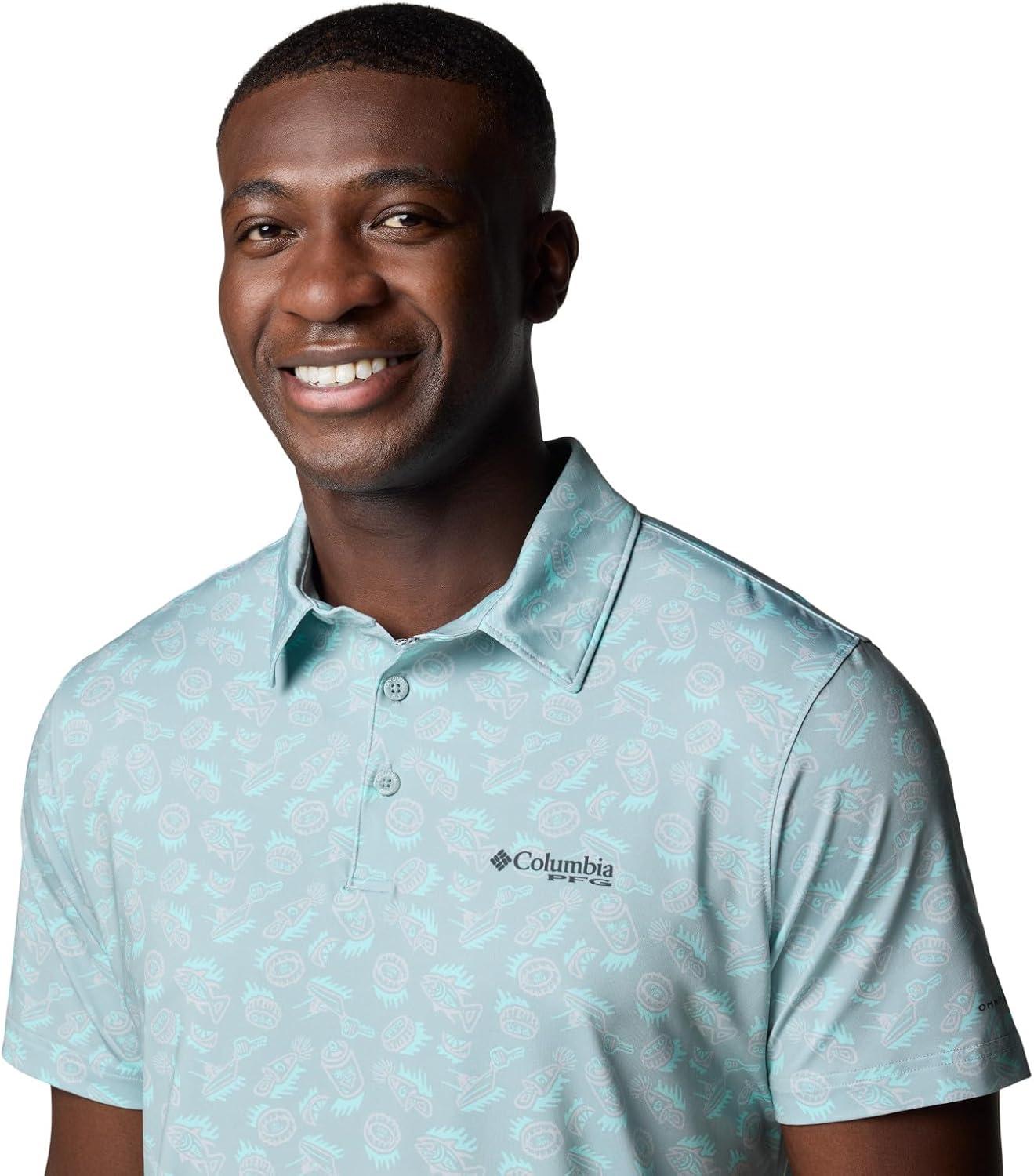 imageColumbia Mens Super Slack Tide II Stretch PoloCrushed Blue Poppin
