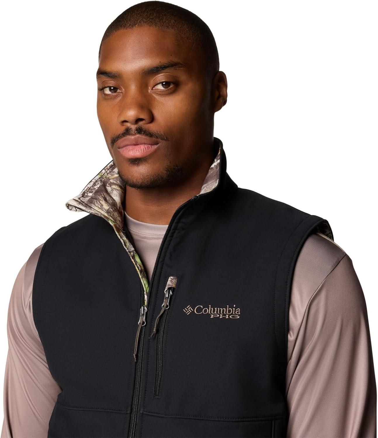 imageColumbia mens Phg Ascender II Softshell VestBlackTimberwoods Camo