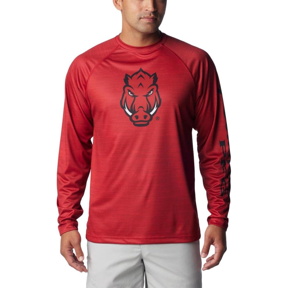 imageColumbia Mens Collegiate Terminal Tackle Heather Long Sleeve ShirtHiking ShirtArk Red Velvet Heather