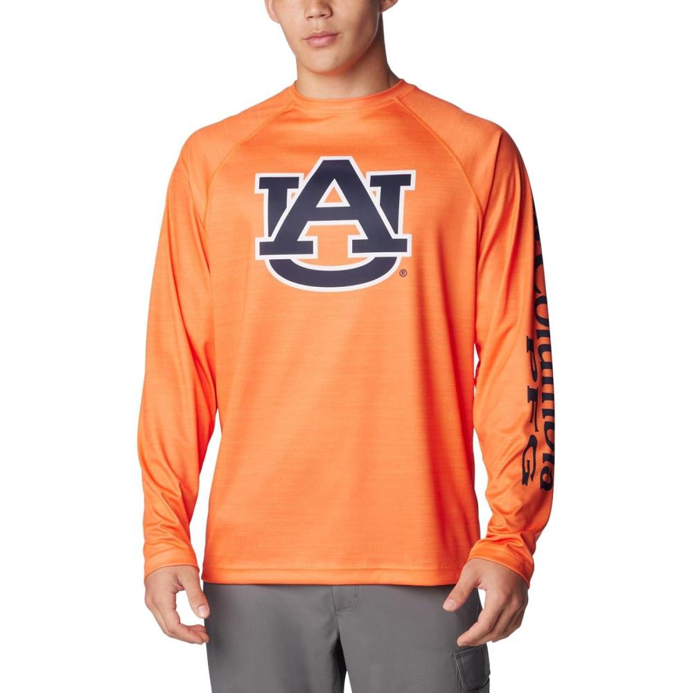 imageColumbia Mens Collegiate Terminal Tackle Heather Long Sleeve ShirtHiking ShirtAub Spark Orange Heather