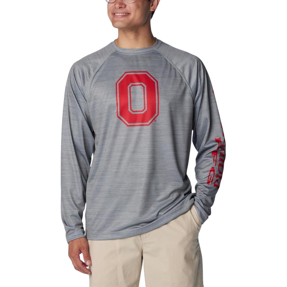 imageColumbia Mens Collegiate Terminal Tackle Heather Long Sleeve ShirtHiking ShirtOs Columbia Grey Heather