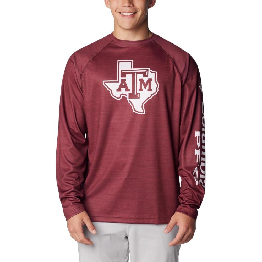 imageColumbia Mens Collegiate Terminal Tackle Heather Long Sleeve ShirtHiking ShirtTam Deep Maroon Heather