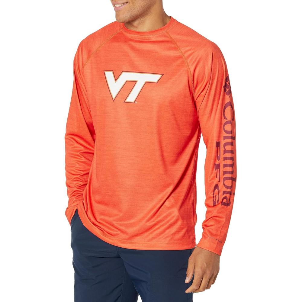 imageColumbia Mens Collegiate Terminal Tackle Heather Long Sleeve ShirtHiking ShirtVt Tangy Orange Heather