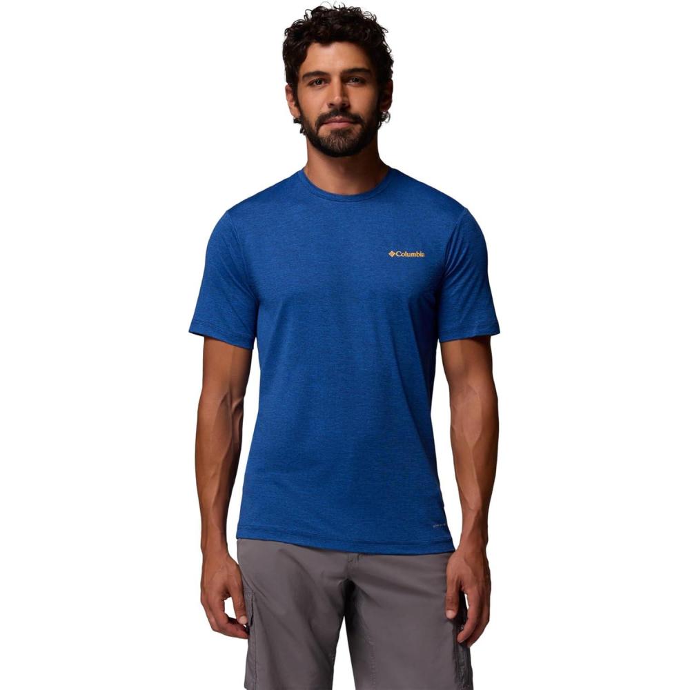 imageColumbia Mens Kwick Hike Back Graphic Short Sleeve TeeCollegiate Navy HeatherLinescape